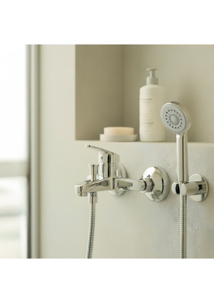 Banora Liza, Krom Banyo Bataryası, Paslanmaz Pirinç Gövde, Su Tasarruflu Duvar Tipi Musluk