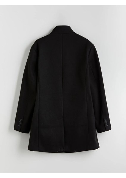 Lcwaıkıkı Classic Siyah Büyük Beden Standart Kalıp Dik Yaka Erkek Kaşe Kaban modelleri