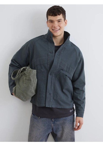 Xsıde Yeşil Rahat Kalıp Uzun Kollu Erkek Gömlek Ceket