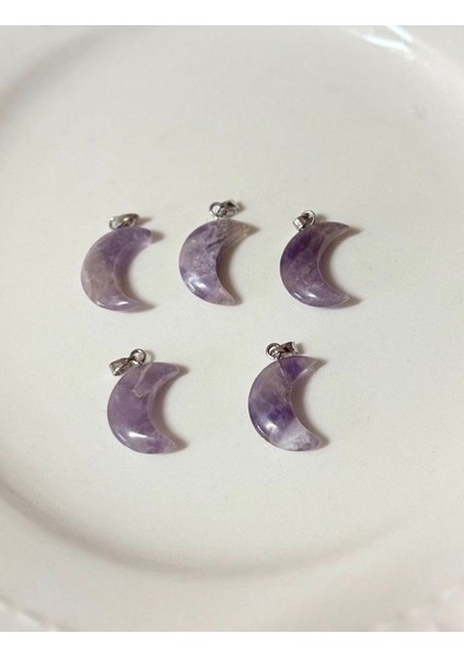 Ay Şeklinde Ametist Taşı Kolye Ucu 1 Adet