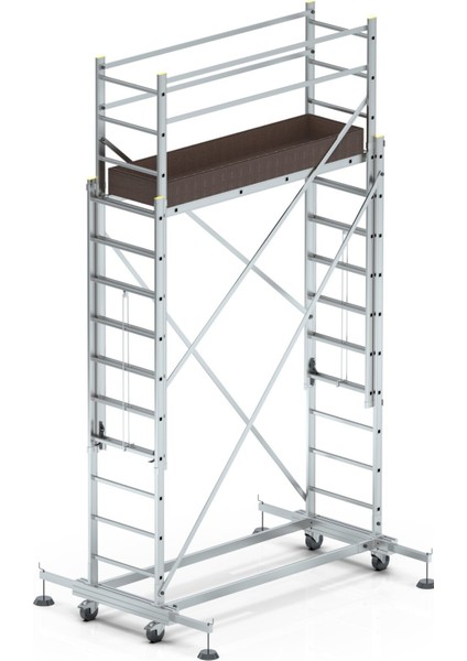 Elmas Serisi - 2x3 6 Metre Tekerlekli Teleskopik Alüminyum Iskele Merdiven fiyatları