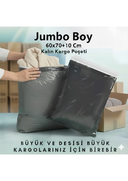 Cepsiz Gri Kargo Poşeti 60X70+10 cm 50'li Büyük Boy Kargo Paketleme Torbası indirimleri