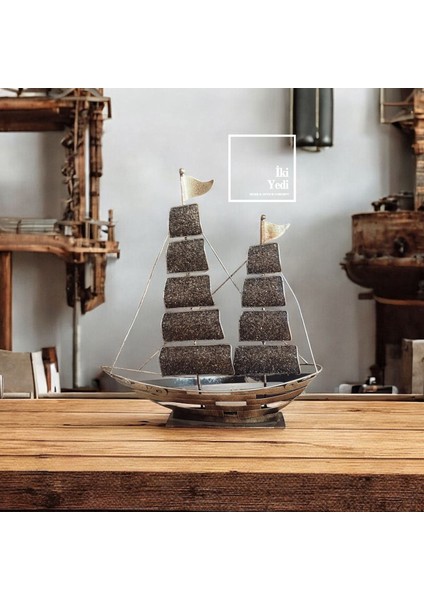 Zlatan 77-2 Çift Direkli Dekoratif Yelkenli Gemi Maketi Biblosu Metal Masaüstü Obje Endüstriyel fiyatları