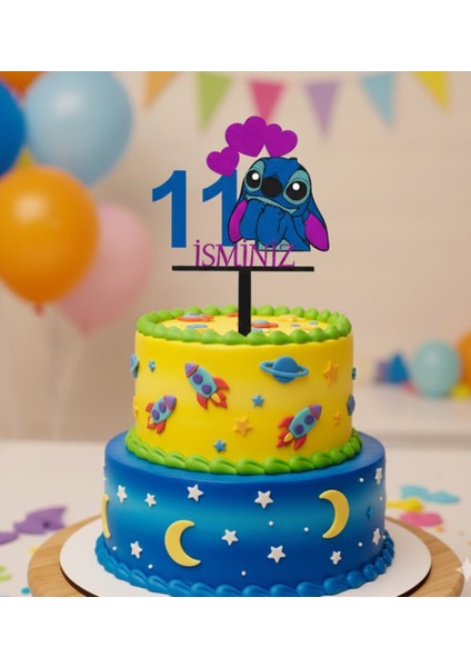 Stitch 11 Yaş Isimli Pasta Süsü
