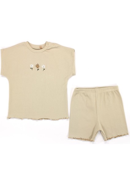 Daisy Nakışlı Tişört Şort Takım