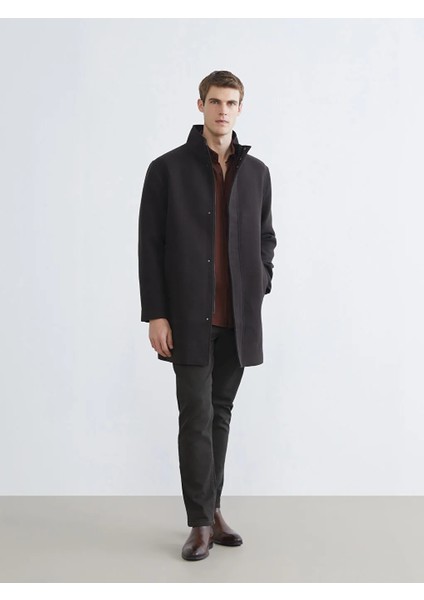 Southblue Kahverengi Standart Kalıp Dik Yaka Erkek Kaşe Kaban fiyatları