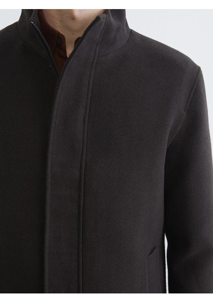 Southblue Kahverengi Standart Kalıp Dik Yaka Erkek Kaşe Kaban modelleri