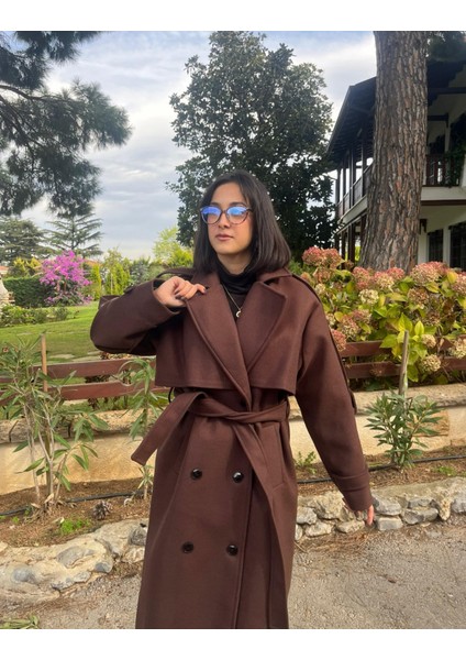 Premium Kaşe Kemerli Uzun Kaban