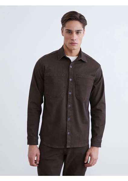 Lcw Jeans Kahverengi Standart Kalıp Gömlek Yaka Erkek Jean Ceket fiyatları