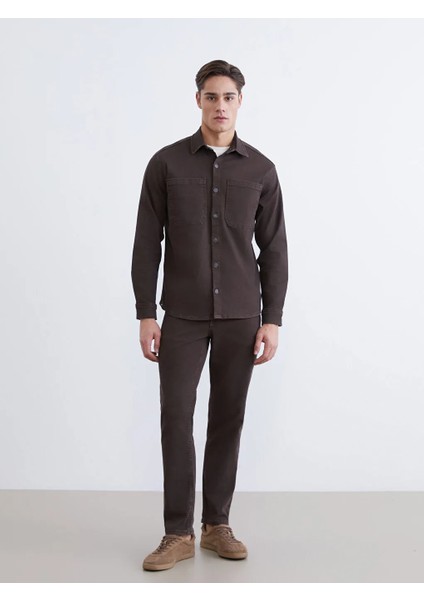 Lcw Jeans Kahverengi Standart Kalıp Gömlek Yaka Erkek Jean Ceket modelleri