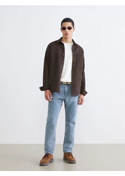 Lcw Jeans Kahverengi Standart Kalıp Gömlek Yaka Erkek Jean Ceket fırsatları