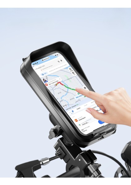 Su Geçirmez Gidon Bağlantılı USB Şarj Çıkışlı Telefon Tutacağı Kilitli Motosiklet ve Bisiklet Telefon Tutucu