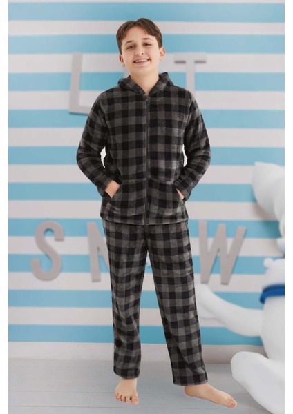 Erkek Çocuk Polar Pijama Takımı 240526 Siyah