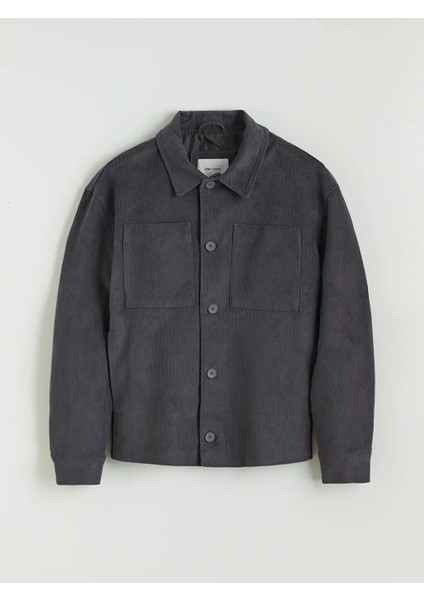 Lc Waıkıkı Antrasit Regular Fit Uzun Kollu Kadife Erkek Gömlek Ceket