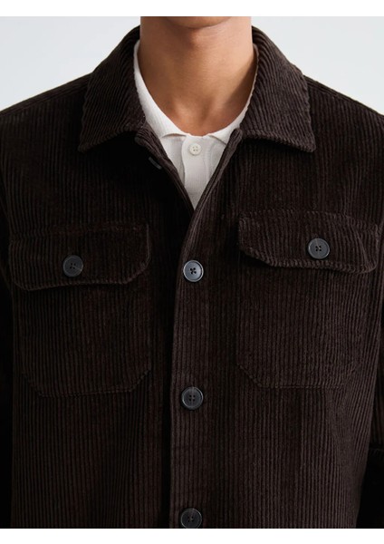 Lcw Vision Kahverengi Gömlek Yaka Erkek Gömlek Ceket modelleri