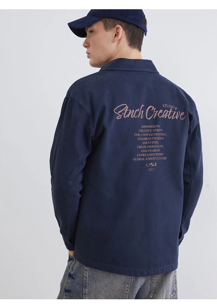 Xsıde Lacivert Rahat Kalıp Uzun Kollu Erkek Gömlek Ceket