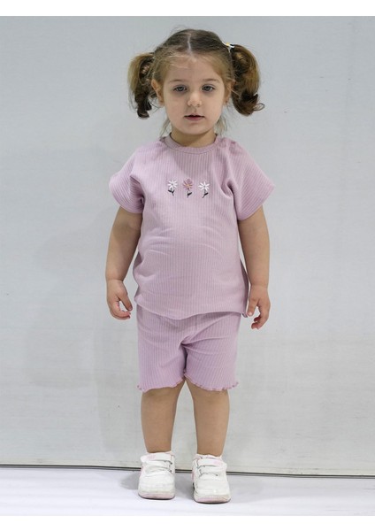 Daisy Nakışlı Tişört Şort Takım