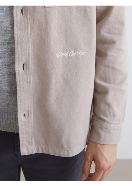 Xsıde Bej Rahat Kalıp Uzun Kollu Erkek Gömlek Ceket modelleri