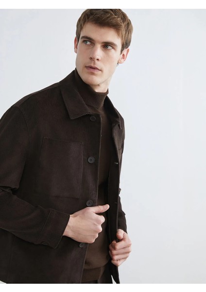 Lc Waıkıkı Kahverengi Regular Fit Uzun Kollu Kadife Erkek Gömlek Ceket