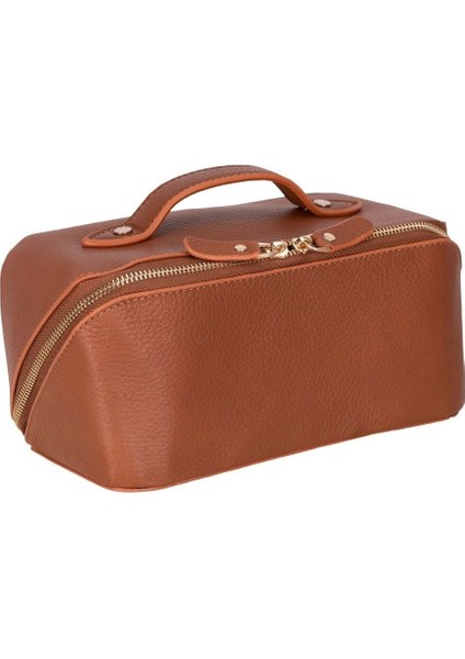 Ella Kadın Seyahat Kozmetik Bakım Makyaj Çantası Organizer Tan Rengi