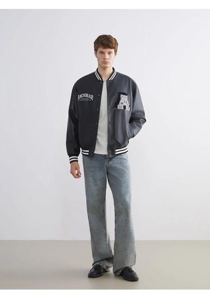 Lc Waıkıkı Siyah Kolej Yaka Nakışlı Erkek Deri Görünümlü Ceket fiyatları