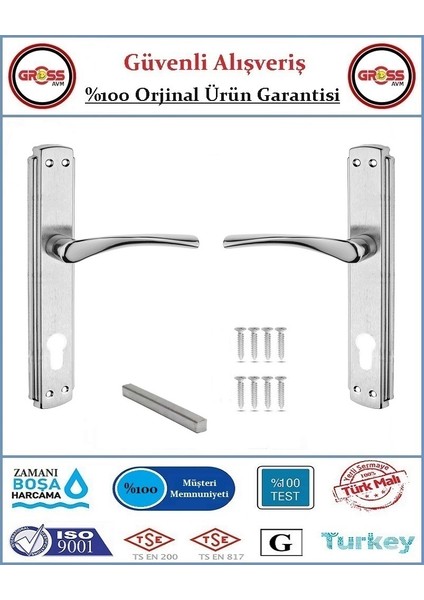 Bravo Çelik Kapı Kolu - Yale - Nikel Kaplama - 1 Takım Ön ve Arka fiyatları