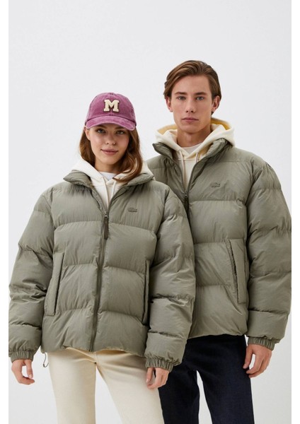 Primaloft Neo Synthethic Fill Loose Unisex Dik Yaka Gizli Kapüşon Bol Kesim Haki Mont