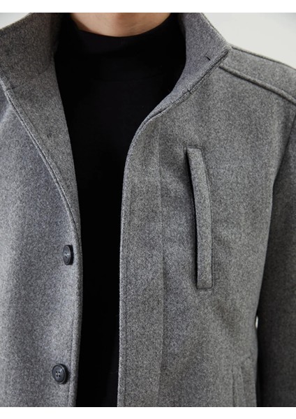 Lcwaıkıkı Classic Gri Standart Kalıp Dik Yaka Erkek Kaşe Kaban modelleri