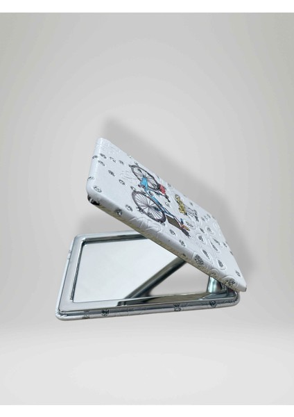 Işıltılı Bisiklet Temalı Çift Taraflı Cep Çanta Makyaj El Aynası 6cm x 9,5cm (Kod:32) fiyatları