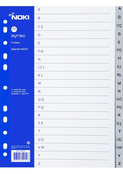 Ayraç A-Z Harf 10 Adet