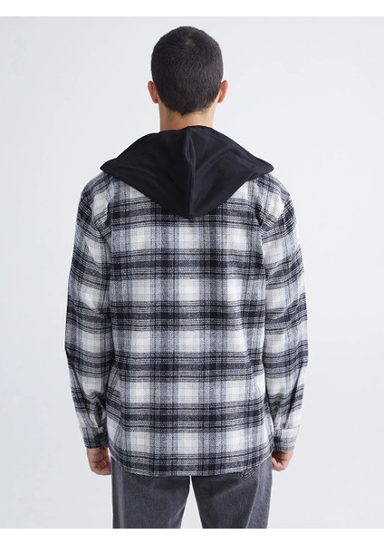 Xsıde Siyah Kapüşonlu Regular Fit Uzun Kollu Ekose Erkek Gömlek Ceket fırsatları