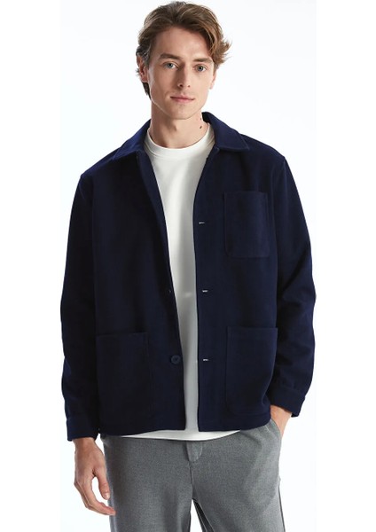 Lcw Vision Lacivert Standart Kalıp Gömlek Yaka Erkek Kaşe Mont