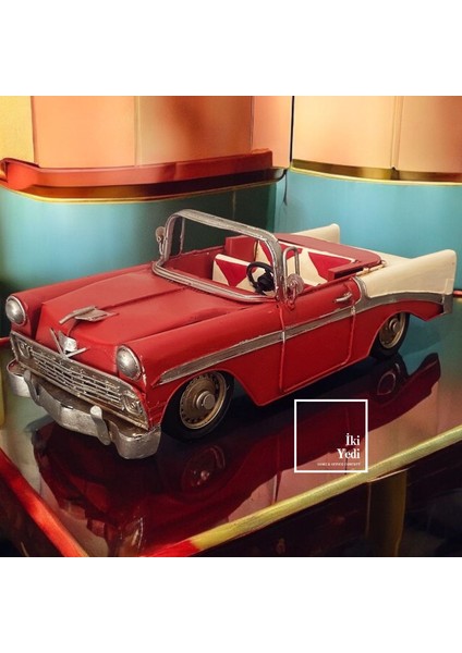 Chevy Classic 33 cm Chevrolet Metal Araba Maketi – Retro Vintage Dekoratif Obje, Ev Ofis Hediyesi