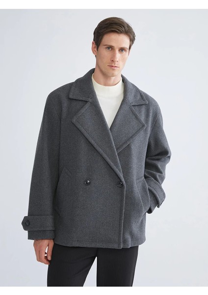 Lcw Vision Antrasit Kruvaze Yaka Erkek Kaşe Kaban