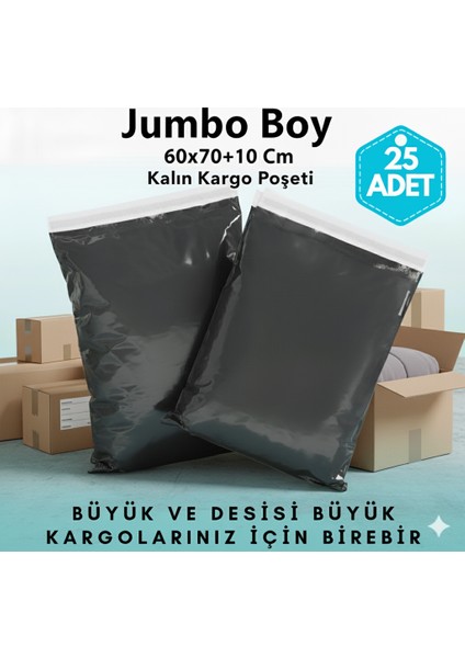 Cepsiz Gri Kargo Poşeti 60X70+10 cm 25'li Büyük Boy Kargo Paketleme Torbası fiyatları