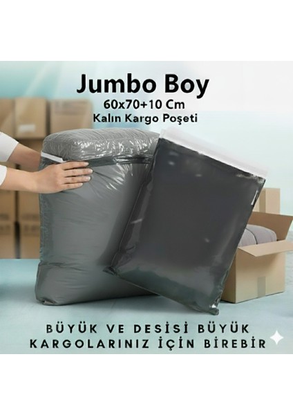 Cepsiz Gri Kargo Poşeti 60X70+10 cm 25'li Büyük Boy Kargo Paketleme Torbası fırsatları
