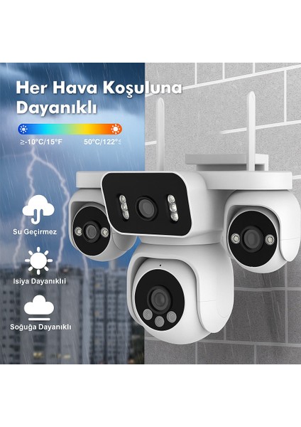 4 Kameralı 8mp 4K Wifi Güvenlik Kamerası – Renkli Gece Görüş IP66 fiyatları