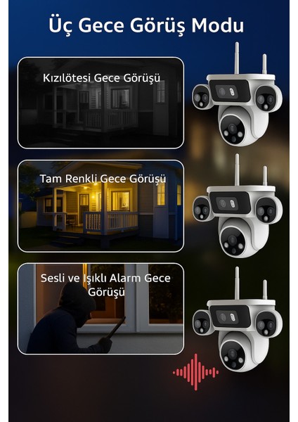4 Kameralı 8mp 4K Wifi Güvenlik Kamerası – Renkli Gece Görüş IP66 modelleri