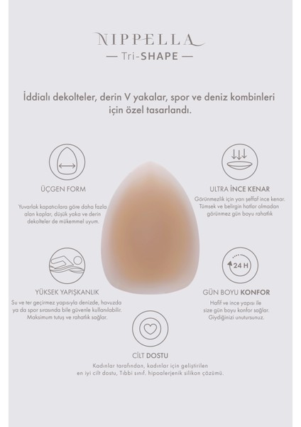 Tri-Shape Üçgen Silikon Göğüs Ucu Kapatıcı – Tekrar Kullanılabilir Suya Dayanıklı Göğüs Ped fiyatları