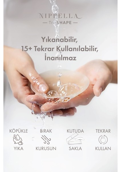 Tri-Shape Üçgen Silikon Göğüs Ucu Kapatıcı – Tekrar Kullanılabilir Suya Dayanıklı Göğüs Ped