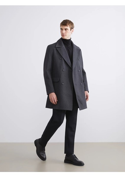 Southblue Antrasit Standart Kalıp Ceket Yaka Erkek Kaşe Kaban fiyatları