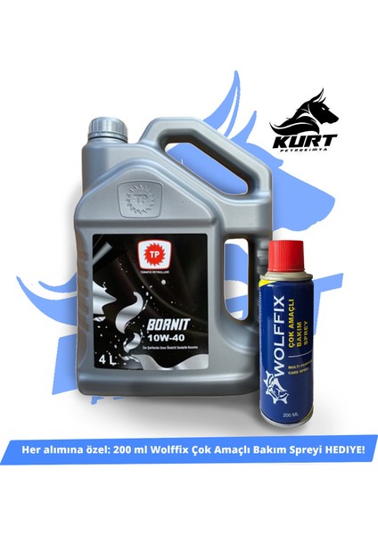 Bornit 10W40 Tp (Türkiye Petrolleri) 4 Litre----Hediyeli