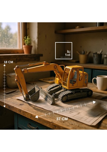 Neyman Metal Ekskavatör Maketi Iş Makinesi Modeli Obje Ofis Hediyesi Müteahhit Mühendis Inşaat Tema
