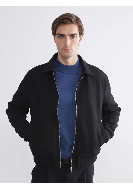 Lcw Vision Siyah Standart Kalıp Gömlek Yaka Erkek Mont