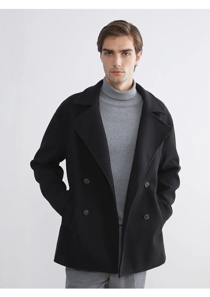 Lcw Vision Siyah Standart Kalıp Erkek Kaşe Kaban