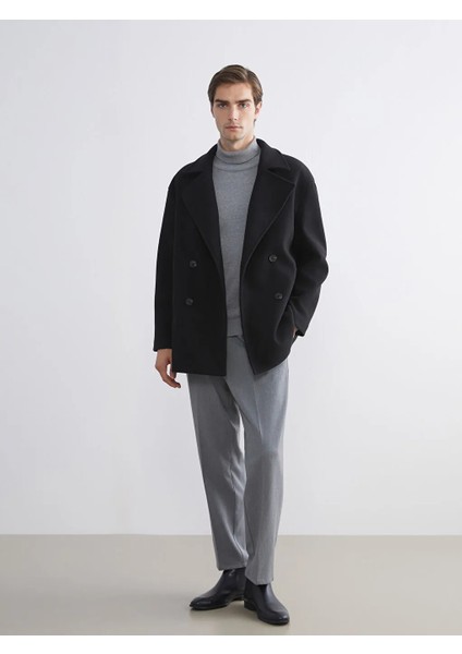 Lcw Vision Siyah Standart Kalıp Erkek Kaşe Kaban fiyatları