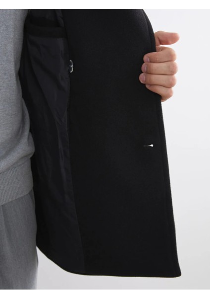 Lcw Vision Siyah Standart Kalıp Erkek Kaşe Kaban fırsatları