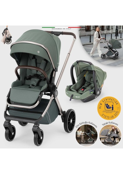 Milazzo Premium Travel Sistem Bebek Arabası Yeşil