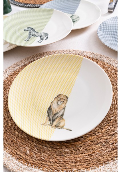 6'lı Savanda Safari Temalı Pasta Tabağı Seti 20 Cm - Kahvaltı & Tatlı Sunum modelleri