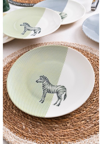 6'lı Savanda Safari Temalı Pasta Tabağı Seti 20 Cm - Kahvaltı & Tatlı Sunum fırsatları